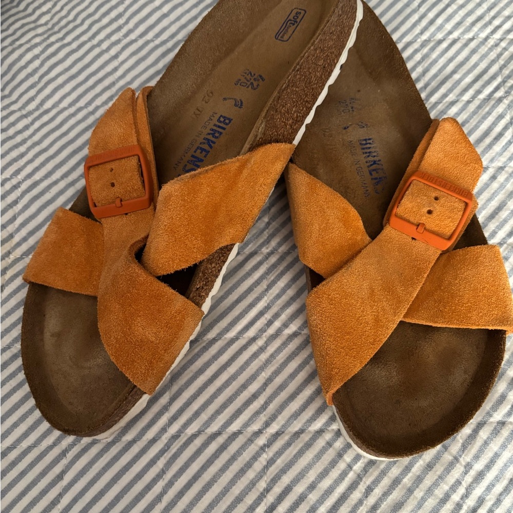Birkenstock Orange Suede Sandals